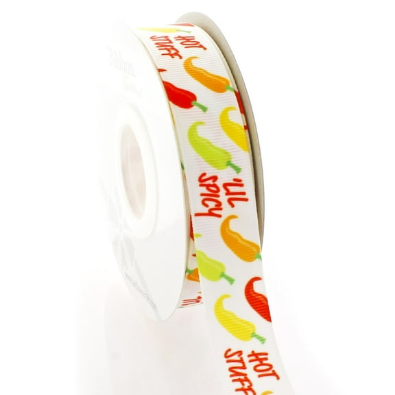 7/8" Hot Stuff Peppers Grosgrain Ribbon 25 Yards
