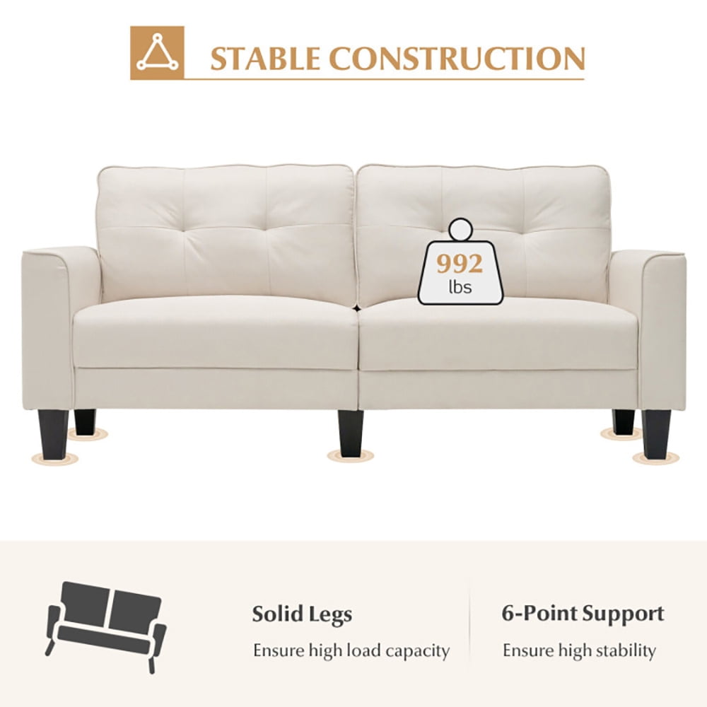 Finihen Loveseat Sofa, Modern Loveseat Sofa Couch, 79.5 Inch Fabric Loveseat Sofa with 2 Removable Back Cushions, for Living Room, Bedroom, Beige Finihen Loveseat Sofa, Modern Loveseat Sofa Couch, 79.5 Inch Fabric Loveseat Sofa with 2 Removable Back Cushions, for Living Room, Bedroom, Beige