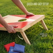 Realplay Cornhole Board Set – Wooden Corn Hole Game with 2 Boards & 8 Bean Bags, Portable Bean Bag Toss Outdoor Games for Adults and Family