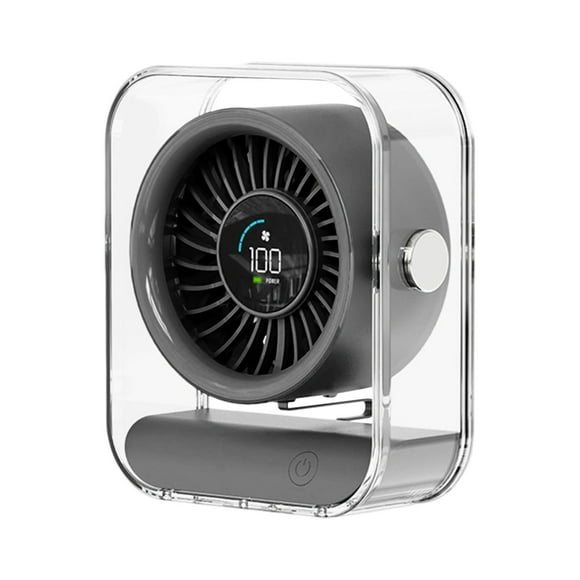 Ventilador De Escritorio Usb Con Pantalla Led, 3 Velocidades Y Temporizador, Aspas De Turbina Transparentes Para Un Flujo De Aire Potente, Funcionamiento Silencioso Para Oficina, Dormitorio