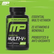 MusclePharm Essentials Multi-V+ The Athlete's Multi-Vitamin, Enhanced Energy, Performance & Immune Health, Daily Multivitamin for Men & Women with Minerals Plus Probiotics, 90 Tablets, 30 Servings
