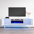 thumbnail image 3 of Laser WH-EF Fireplace TV Stand for TVs up to 70", Modern High Gloss 63" Entertainment Center, Electric Fireplace TV Media Console with Storage Cabinets and LED Lights, 3 of 5