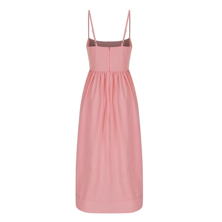 SMihono Bubble Dress with Straps High-Waisted Cut Long Colorful Balloon  Sundress Beach Sleeveless Puffy Dress Elegant Solid Spaghetti Strap Midi  Dress Pink 12 - Walmart.com