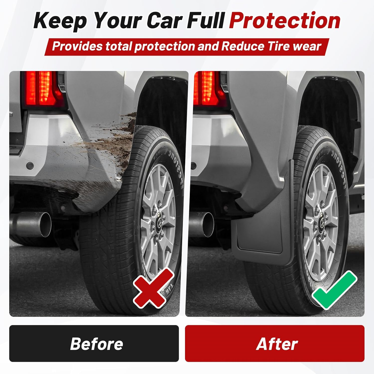 2025 Upgraded Mud Flaps for 2024-2026 Toyota Tacoma Mud Guards Accessories All Weather Mud Flaps Splash Guards Tacoma Mudflaps No-Drill Front and Rear-Black,4 Pc