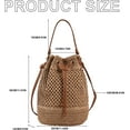 thumbnail image 2 of Straw Bucket Bag for Women, Summer Woven Beach Bag Drawstring Hobo Bucket Purses Handbag for Vacation, 2 of 8