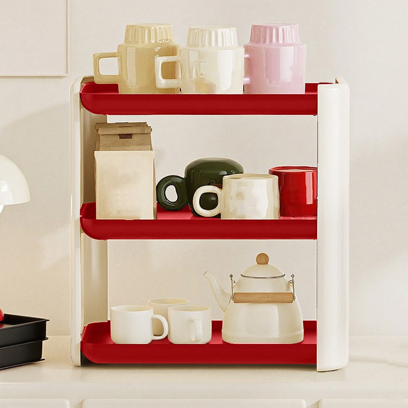 Three Tier Desk Organizer, 3 Layer Mail and Paper Rack Holder, Adjustable Countertop Storage Shelf for Kitchen Spice, Bathroom, Office Supplies