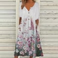 thumbnail image 1 of SMihono Robe d'Été pour Femmes Grande Taille Mode Femmes Été Imprimé Décontracté Col en V Boutons Manches Courtes Poches Robe de Vacances, 1 of 5
