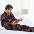 thumbnail image 6 of Susaid Flowers And Humming Bird1 Print Men's Long Sleeve Pajama Set, Two-Piece Button-Down Loungewear PJs Set, Comfortable Sleepwear for Relaxation-Large, 6 of 7