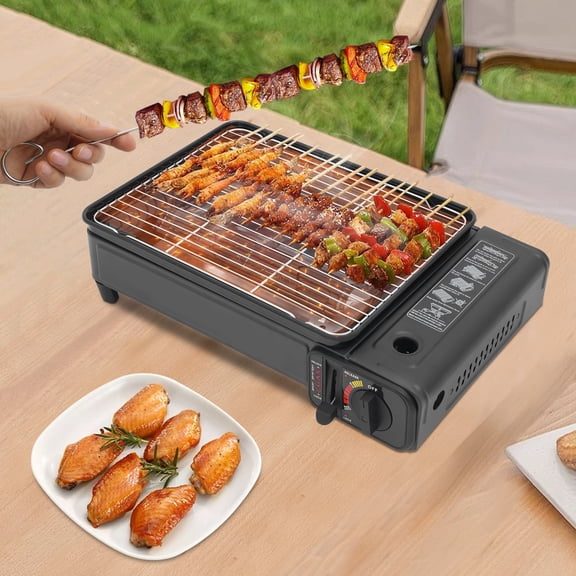 Portable BBQ Grill Butane Gas Stove Camping Barbecue Stove w/ Carrying Case