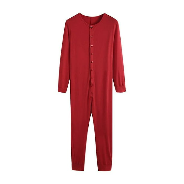 Mono de una pieza de manga larga para hombre, pijama, ropa de dormir, mono, ropa de dormir