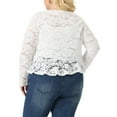 thumbnail image 3 of Agnes Orinda Plus Size Cardigan for Women Lace Bolero Shrug 3/4 Sleeve Tie Front Elegant Bolero Cardigan 3X White, 3 of 6