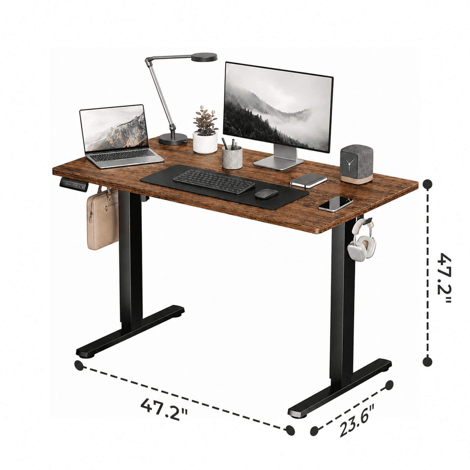 Alvantor Standing Desk, 28.7''- 48'' Height Electric Height Adjustable Home Office Desk with 3 Memory Presets, Sit and Stand Up, T-Shaped Frame