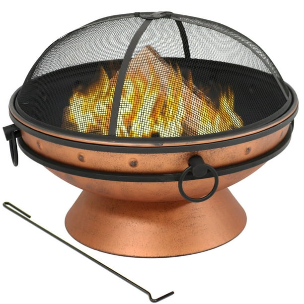 Backyard Large Round Fire Pit Bowl, Copper Fire Pits Outdoors