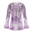 thumbnail image 3 of Fatuov Long Sleeve Tops for Women Button V-Neck Trendy Casual Blouses Fall Fashion Pleated Boho Floral Graphic T-shirts Clothes Multicolor M, 3 of 4