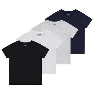 Sezzit Boys 4-Pack Solid Color T-Shirts - Sizes 4-18 Tee Shirts - Essential Wardrobe Staples for Active Boy