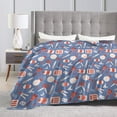 thumbnail image 6 of ZNDUO Cartoon Stationery Blue Pattern Throw Blanket, Lightweight Cozy Soft Throw Blanket for Couch, 50"x40" Throw Blankets for Bed, 6 of 8