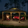 thumbnail image 5 of SUNJOY Hardtop Gazebo 13 x 15 ft. Standard Cedar Framed Wood Gazebos with Black Steel and Polycarbonate Hip Roof Hardtop for Garden, Backyard Shade, Black Roof + Natural Wood Frame, 5 of 17