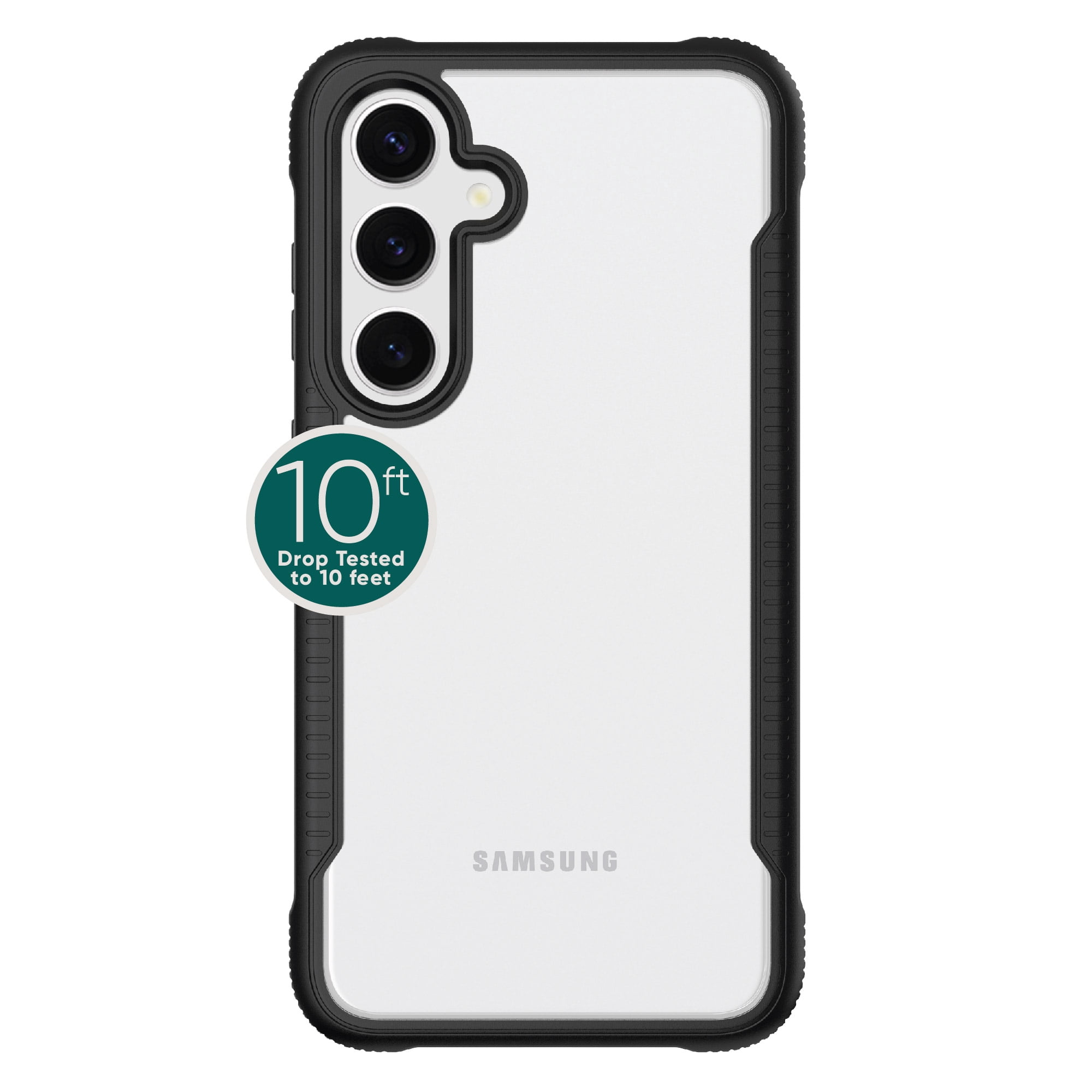 onn. Dual-Layer Phone Case for Samsung Galaxy S24 5G - Black/Clear
