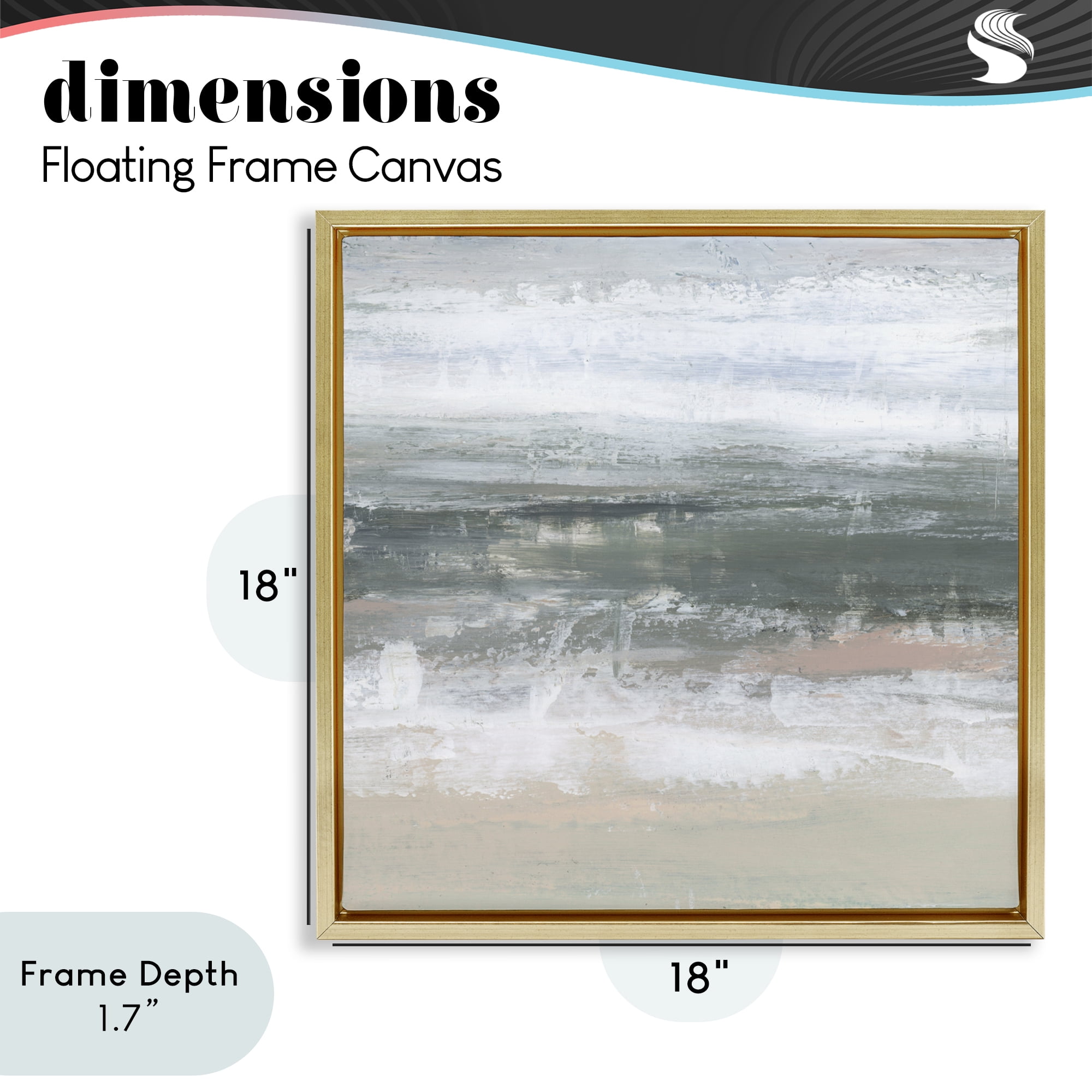 Stupell Industries Subdued Pastel Tides Gold Framed Floater Canvas Wall Art, design by Ethan Harper