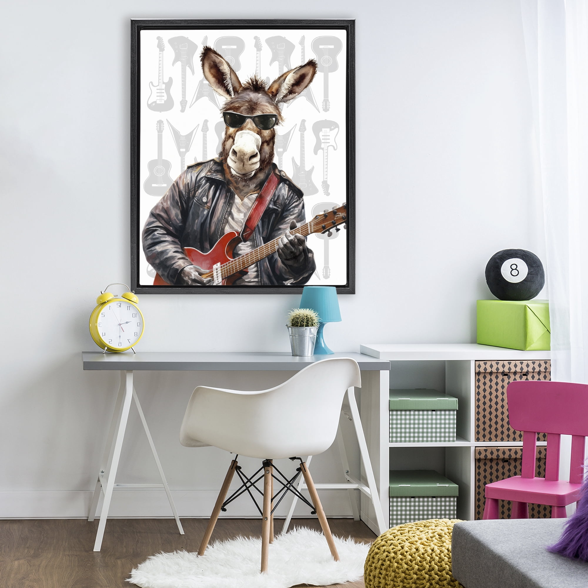 Stupell Industries Performing Musician Donkey Black Framed Floater Canvas Wall Art, design by CAD Designs