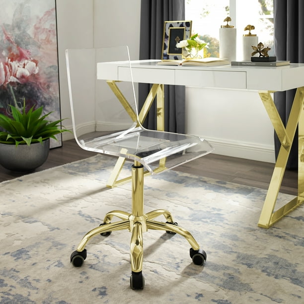 Inspired Home Alena Clear Acrylic Chair Gold Stainless