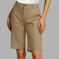 thumbnail image 2 of UVEASISHA Bermuda Shorts for Women Dressy Knee Length High Waisted Chino Shorts Casual Button Elastic Waist Shorts Khaki XXL, 2 of 7