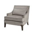 thumbnail image 5 of Martha Stewart Anna Accent Chair - Light Grey Fabric, Solid Wood Frame, Modern Living Room Armchair with Lumbar Pillow, 30" Seat, Dark Coffee Legs, 5 of 7