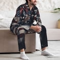 thumbnail image 7 of Naloa Vintage American Deer Men’s Pajamas Set - Long Sleeve Button Down Sleep Shirt and Pajama Bottoms Sleepwear Set-Medium, 7 of 7