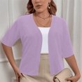 thumbnail image 2 of Plus Size Fall Cardigan Sweaters for Women Casual Short Sleeve Open Front Shrugs Soft Solid Color Cropped Boleros Lightweight Cardigans Cover Ups, 2 of 7