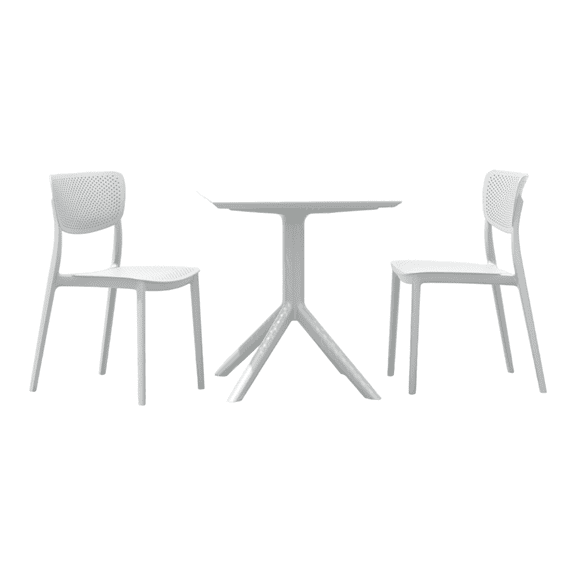 Luxury Commercial Living 3-Piece White Solid Outdoor Patio Bistro Set 33"