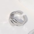 thumbnail image 1 of Anillo abierto de acero inoxidable estilo irregular para mujer Anillo simple Anillo de acero de titanio que no se decolora, 1 of 5