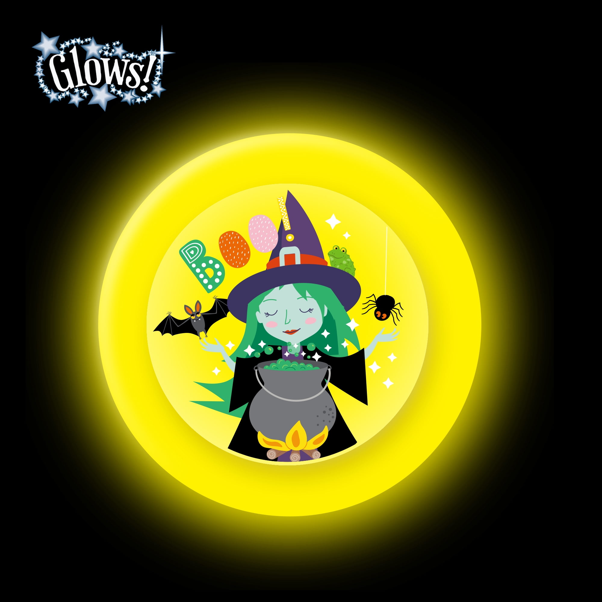 Vendor Labelling Halloween 1ct Yellow Glow Button, Witch, 3.5inch,