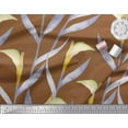 thumbnail image 3 of Soimoi Brown Silk Fabric Leaves Watercolor Printed Craft Fabric by the Yard 42 Inch Wide, 3 of 3