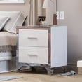 thumbnail image 3 of S-HOME Modern High Gloss Nightstand with Dual Drawers, Stylish Mirrored End Table for Bedroom & Dorm Rooms, Metal Handle, White, 3 of 12