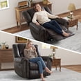 thumbnail image 2 of Bonzy Home Fauteuil Inclinable Manuel Classique, Fauteuils Inclinables en Cuir PU avec Décoration de Rivets Vintage, Sofa Inclinable Simple à Poussée pour Salon, Chambre, Brun Foncé, 2 of 9