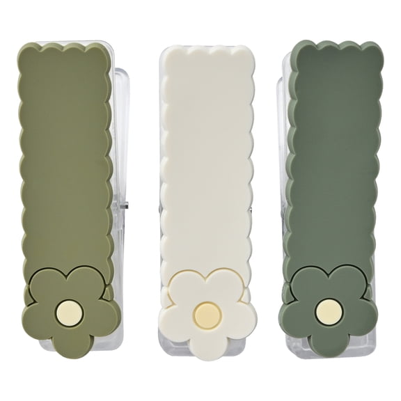 Cook with Color 3-Piece Figural Chip Bag Clip Set, Durable Food Storage Organizers, Flower