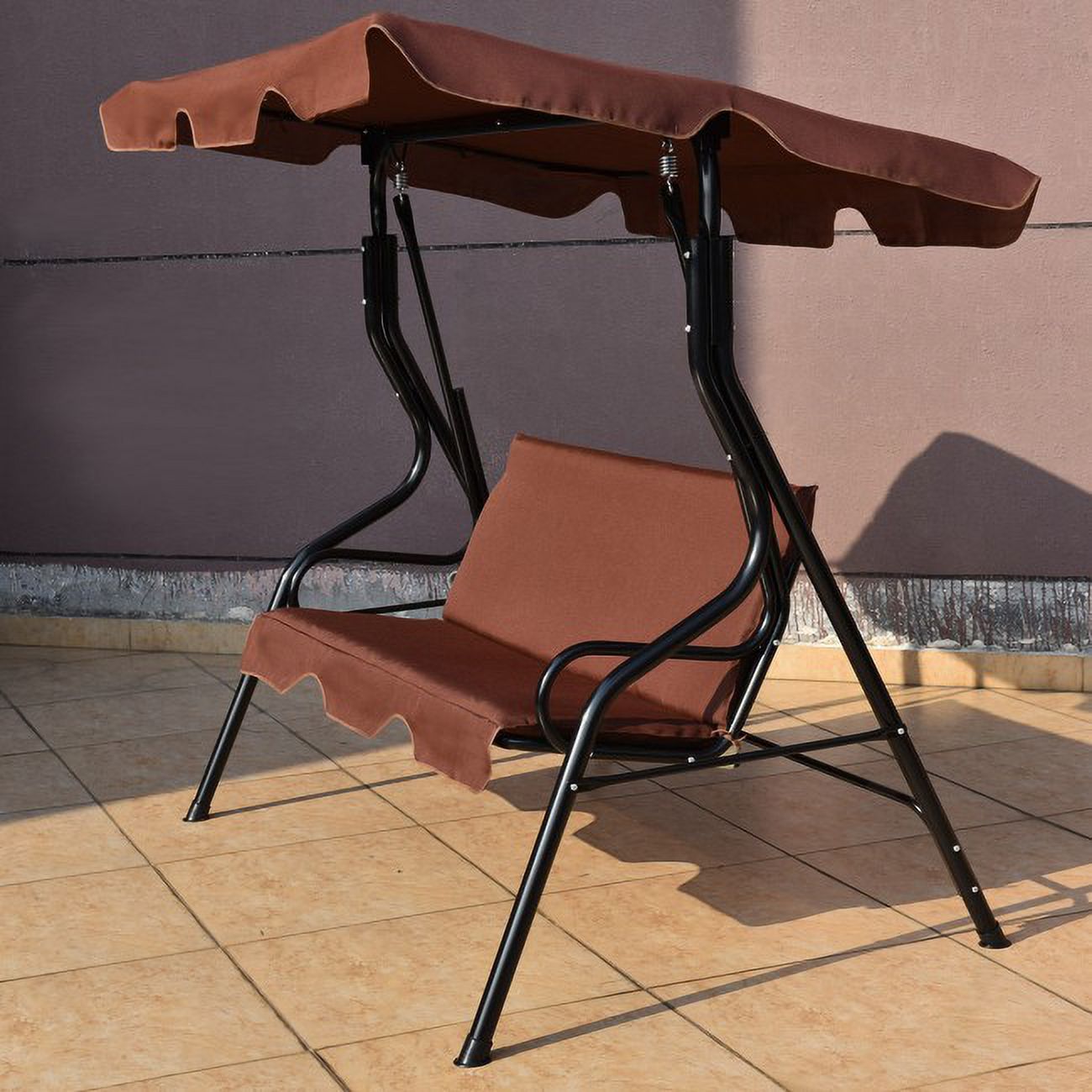 SUGIFT 3 Seat Canopy Swing with Cushioned Steel Frame Outdoor Garden Patio Lounge Chair - image 5 of 9