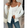 thumbnail image 5 of Sweaters for Women Fall Winter V Neck Button Down Cute Sweater Jacket Knit Tops White S, 5 of 8