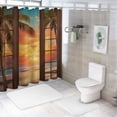 thumbnail image 7 of Orinice Tropical Ocean Beach Shower Curtain Rustic Wood Window View Palm Trees Sea Dusk Sunset Scenery Shower Curtain for Bathroom Decor Waterproof Fabric Set with Hooks,  69x72, 7 of 7