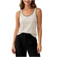 thumbnail image 3 of Women Pajama Tops Striped Sleeveless Tank Built In Bra Stretch Daily Layering Sleep Top, 3 of 5