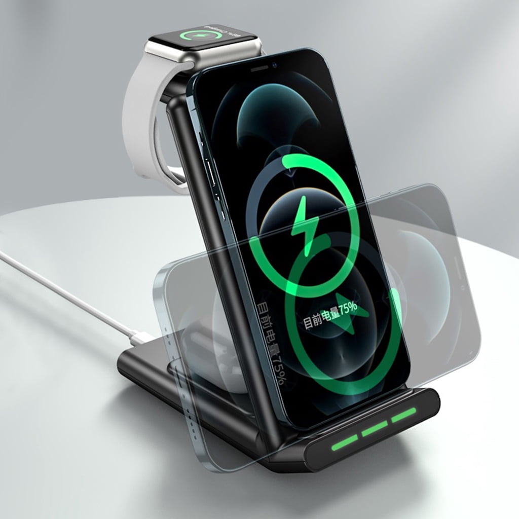 AOOOWER 3 in 1 Charging with Indication Function High Power Charger 15W for Android/for Apple/