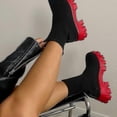 thumbnail image 2 of Shoes Woman Boots Knitted Sock Boots Women's Thick-soled Short Tube Breathable Plus Size Boots Platform Booties Heels, 2 of 4
