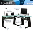thumbnail image 3 of Techni Mobili Deluxe L-Shaped Tempered Frosted Glass Top Computer Desk with Pull Out Keyboard Panel, Graphite, 3 of 8