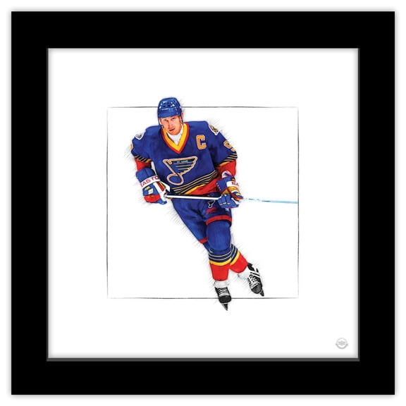 Gallery Pops Wayne Gretzky - Art Sketch Blues Wall Art, Black Framed Version, 12" x 12"