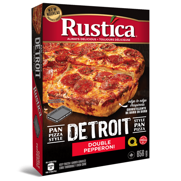 Rustica Pan-Pizza Style Detroit Double Pepperoni 656 G Congelee Pan-Pizza Style Detroit Double Pepperoni
