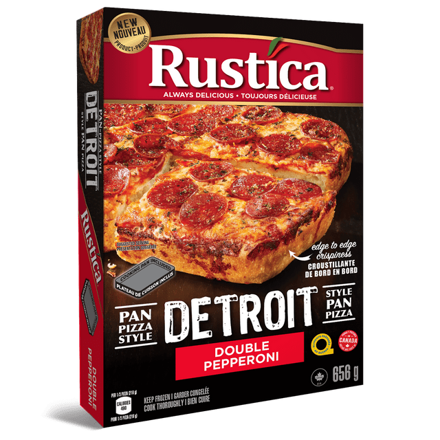 Rustica Pan-Pizza Style Detroit Double Pepperoni 656 G Congelee Pan-Pizza Style Detroit Double Pepperoni