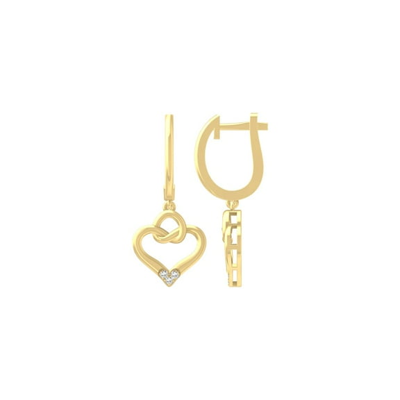ARAIYA FINE JEWELRY 14K Yellow Gold Round Diamond Heart Earrings (1/20 cttw, I2-I3 Clarity, I-J Color)