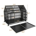 thumbnail image 3 of Pefilos 54" Large Dog Cage for Indoor Heavy Duty Metal Dog Crate Kennel with 4 Universal Wheels, Openable Pointed Top and Front Door, Black, 3 of 9