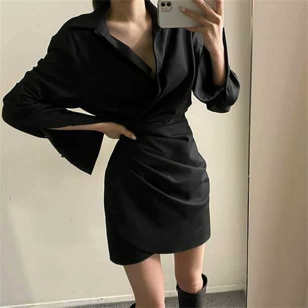 Sexy black deals shirt dress