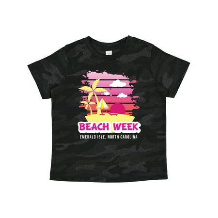

Inktastic Beach Week Emerald Isle North Carolina with Palm Trees Gift Toddler Toddler Girl T-Shirt